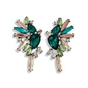 EYE CANDY LOS ANGELES - GREEN GEM BIRD STATEMENT EARINGS